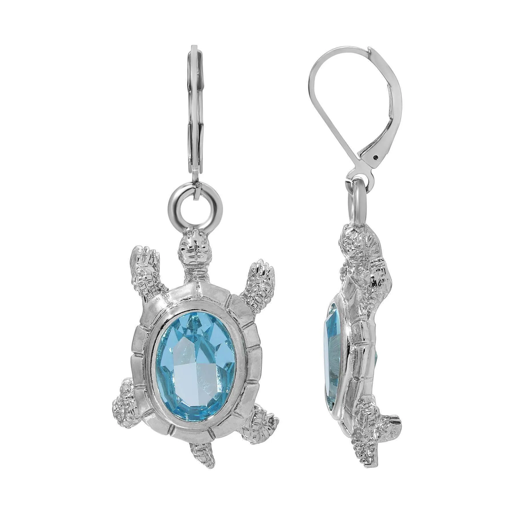 1928 Jewelry Aqua Marine Austrian Crystal Galápagos Tortoise Drop Earrings