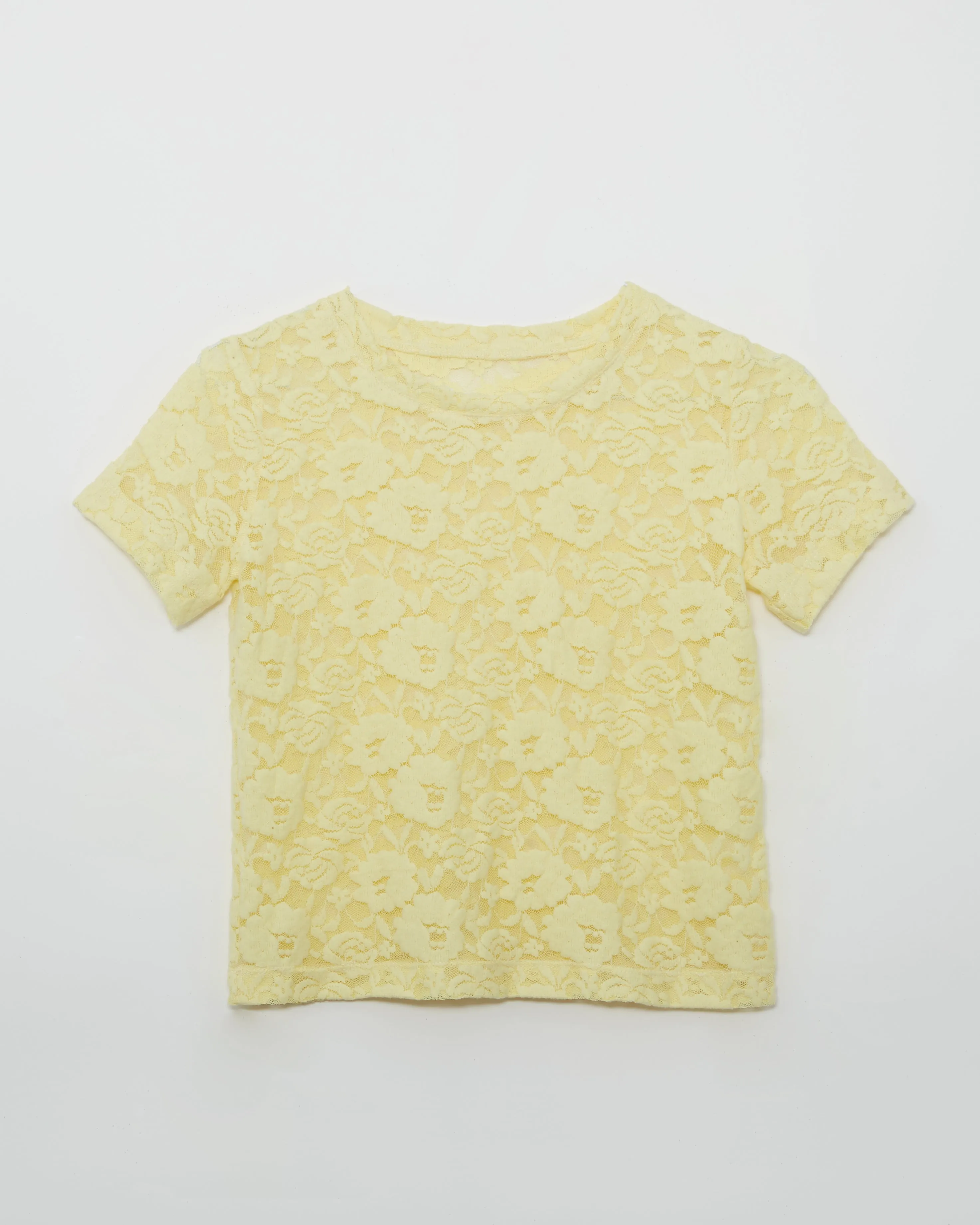 Adina T-Shirt Cotton Blend Floral Lace Yellow