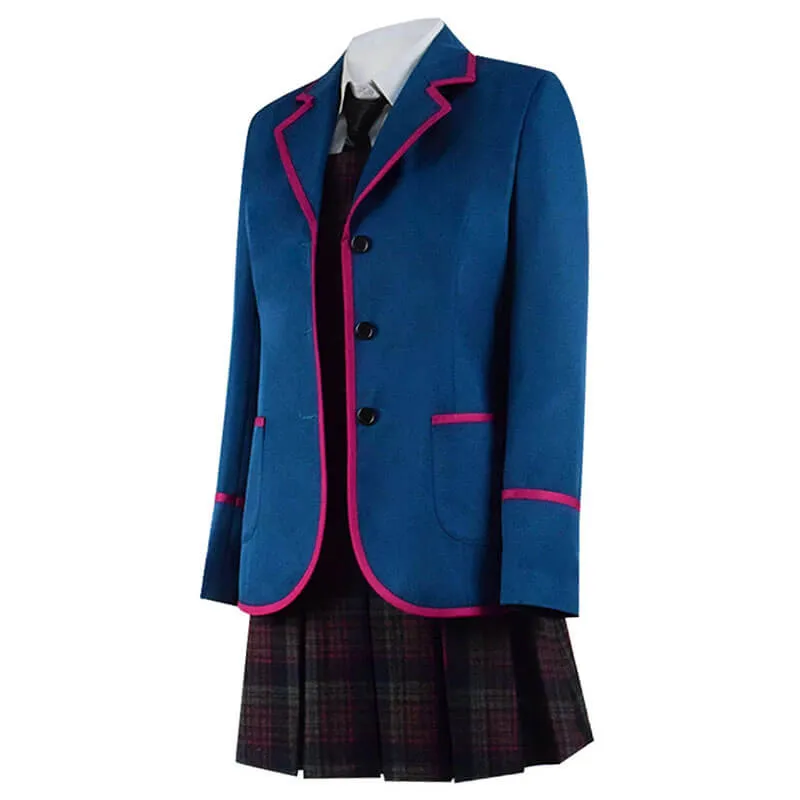 Adult The Umbrella Academy Blue School Uniform Outfit Cosplay Costume