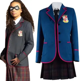 Adult The Umbrella Academy Blue School Uniform Outfit Cosplay Costume