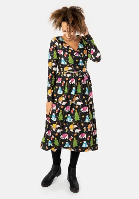 Aurora Polar Bears Print Midi Dress