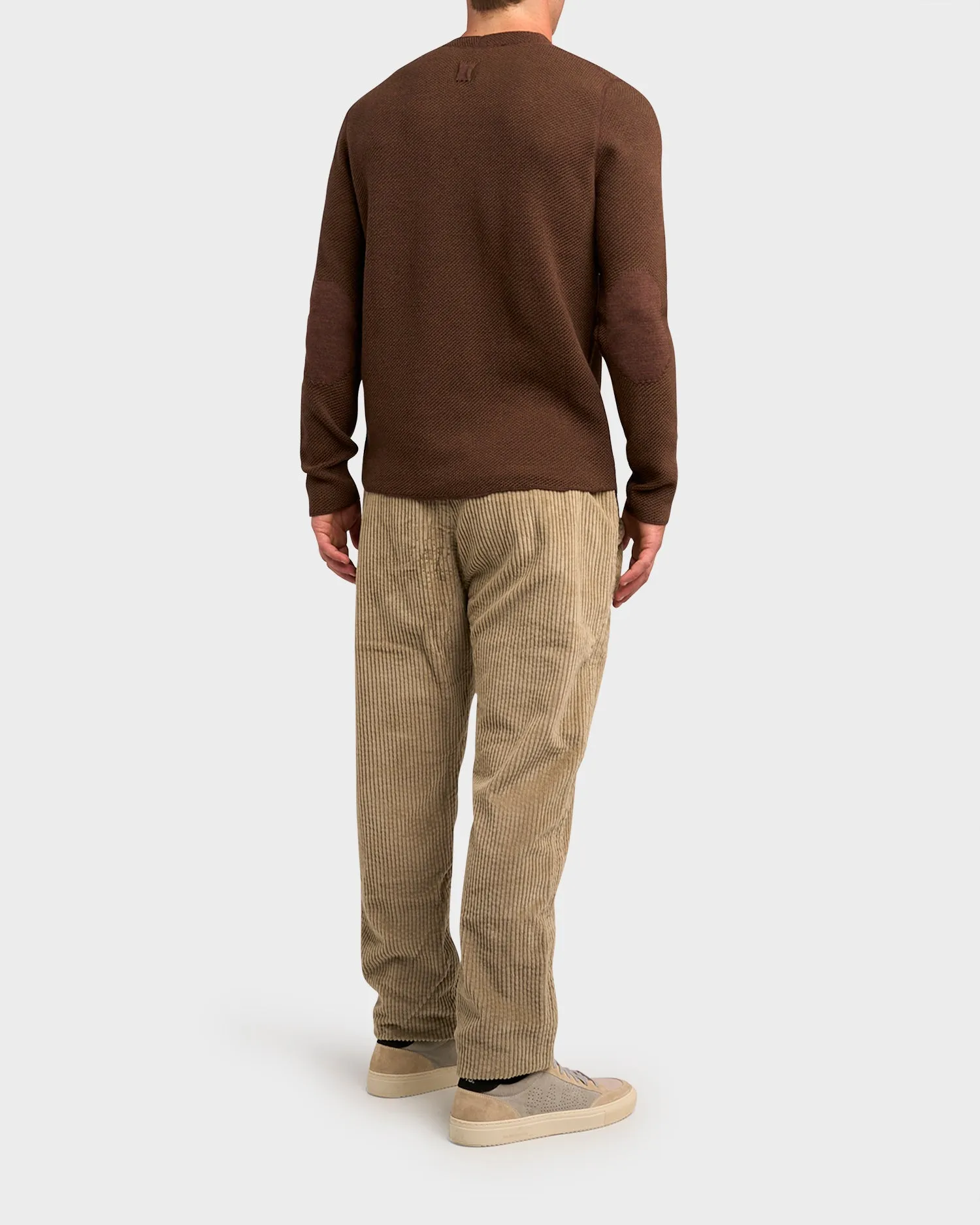 Brown Merino Wool V-Neck Knit Sweater