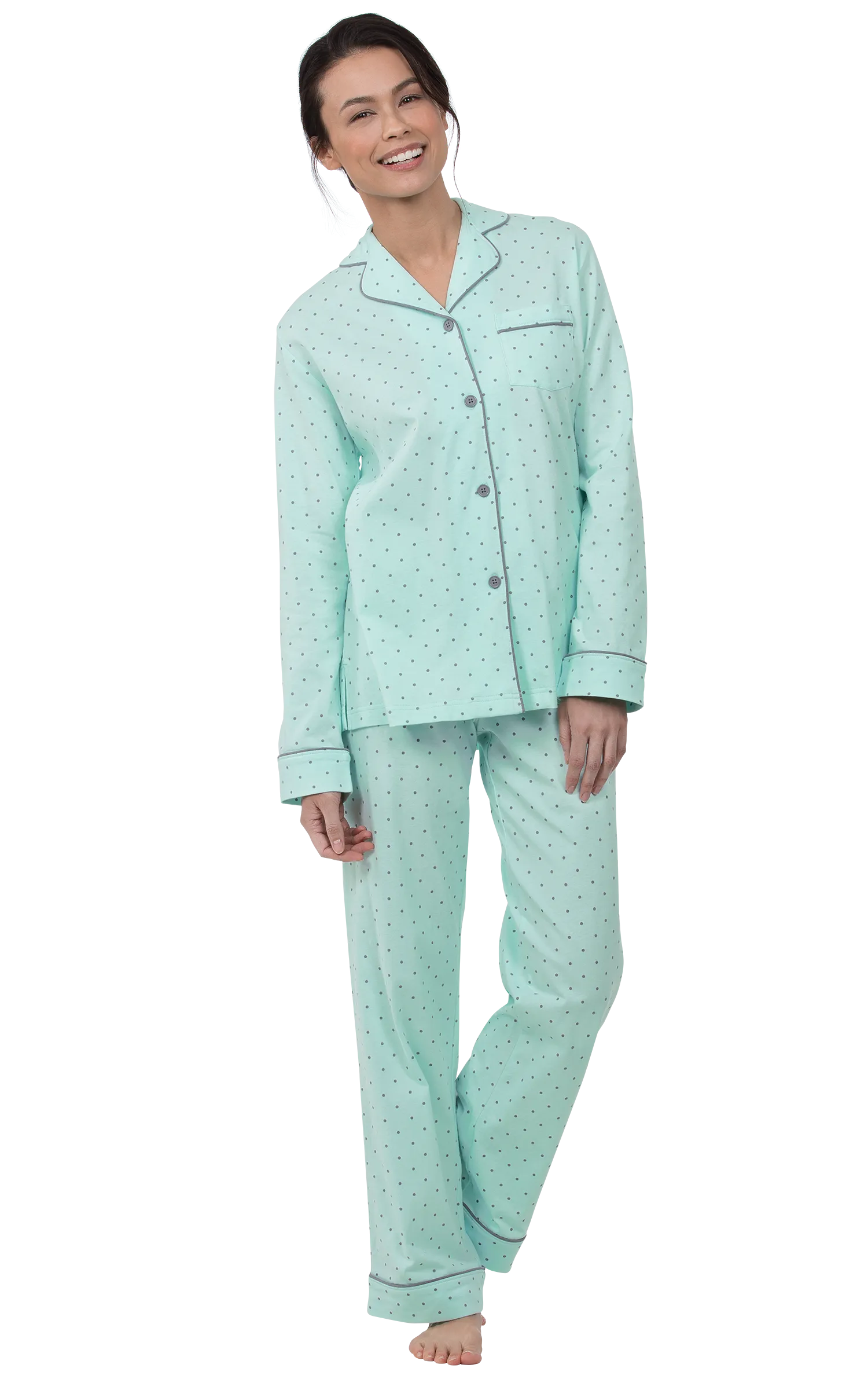 Classic Polka-Dot Button-Front Pajamas