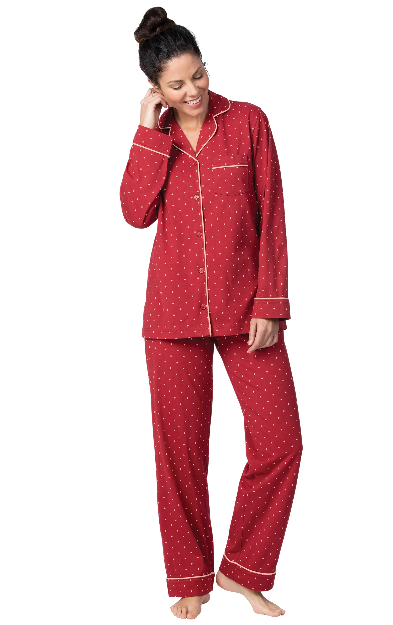 Classic Polka-Dot Button-Front Pajamas