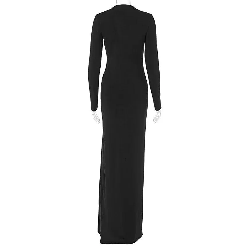 Claudia Deep V-neck Slit Dress