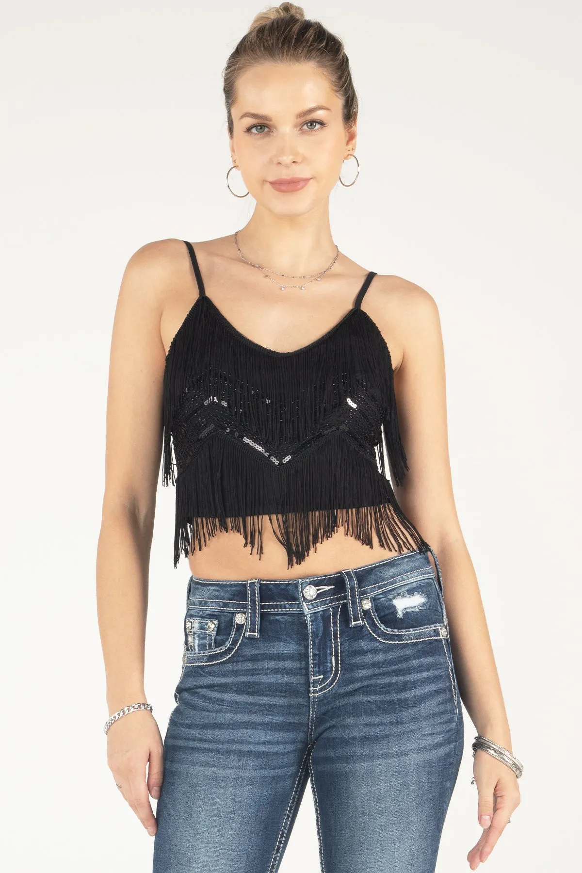 Embellished Fringe Crop Top