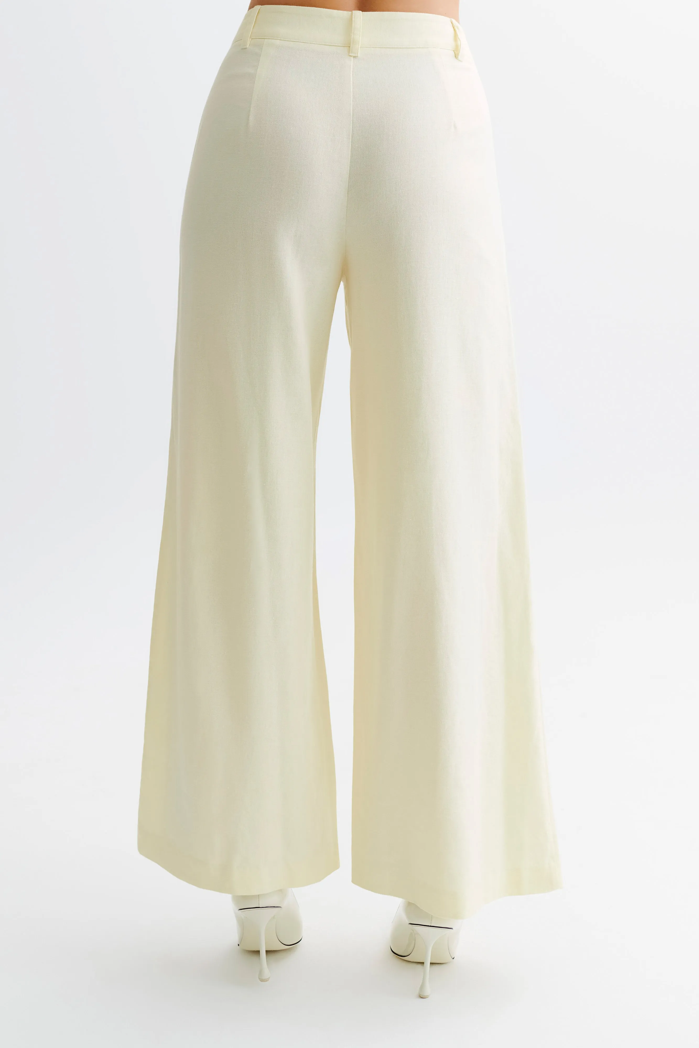 Franca Linen Wide Leg Pant - Lemon Sherbet