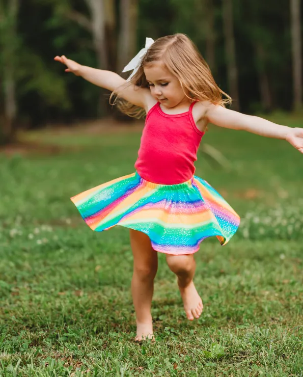 Girls Novelty Circle Skirt | Black Unicorn Dream