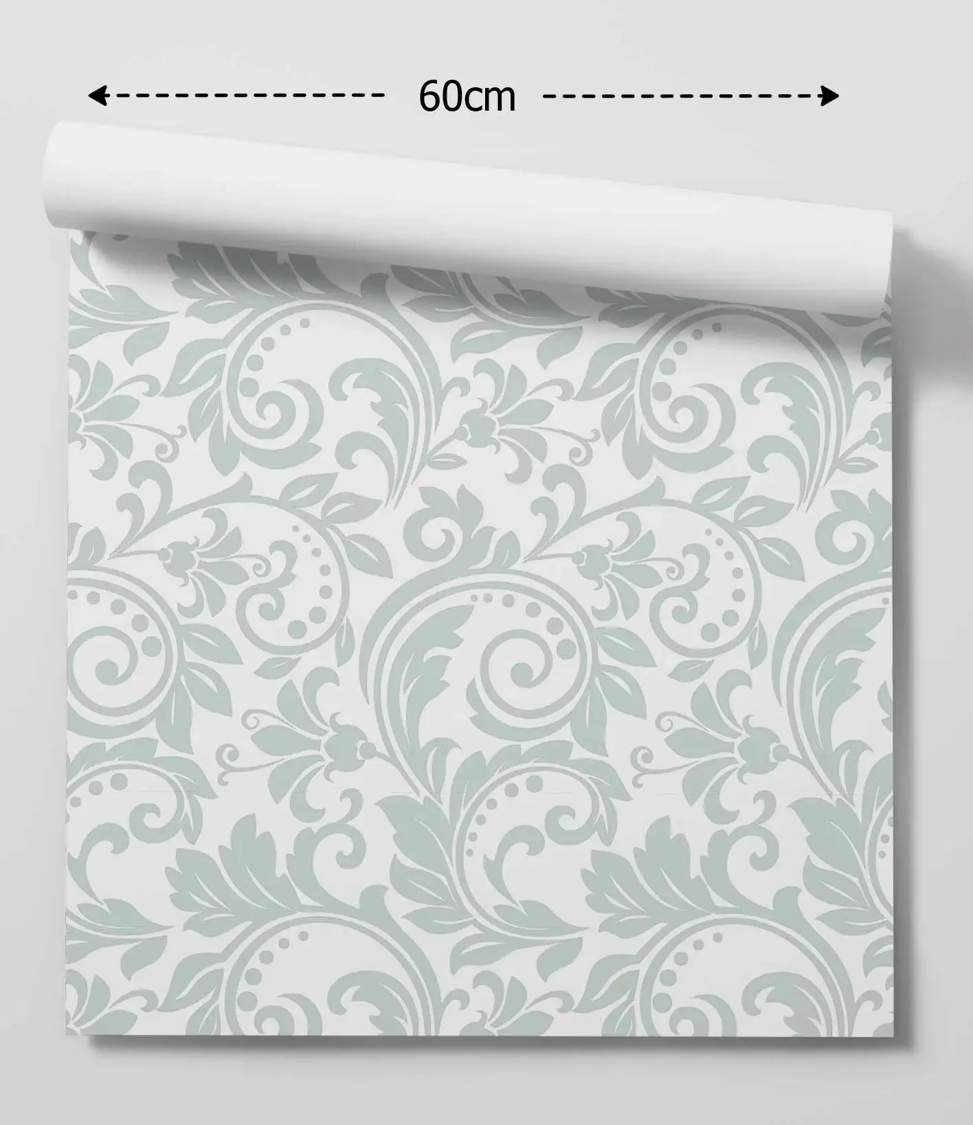 'Gladys' - Vintage White and Light Grey/Green Wallpaper