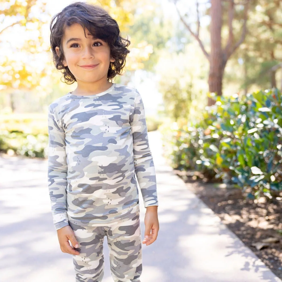 Grey Camo Kids Bamboo Pajamas