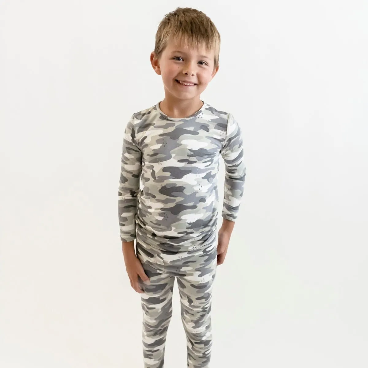 Grey Camo Kids Bamboo Pajamas