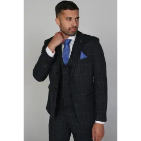 Harvey - Men's Navy Check Blazer