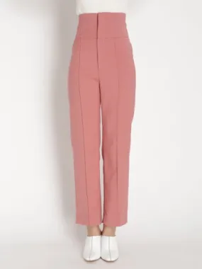 High Waisted Semi Wide Leg Trouser With Back Lace-Up