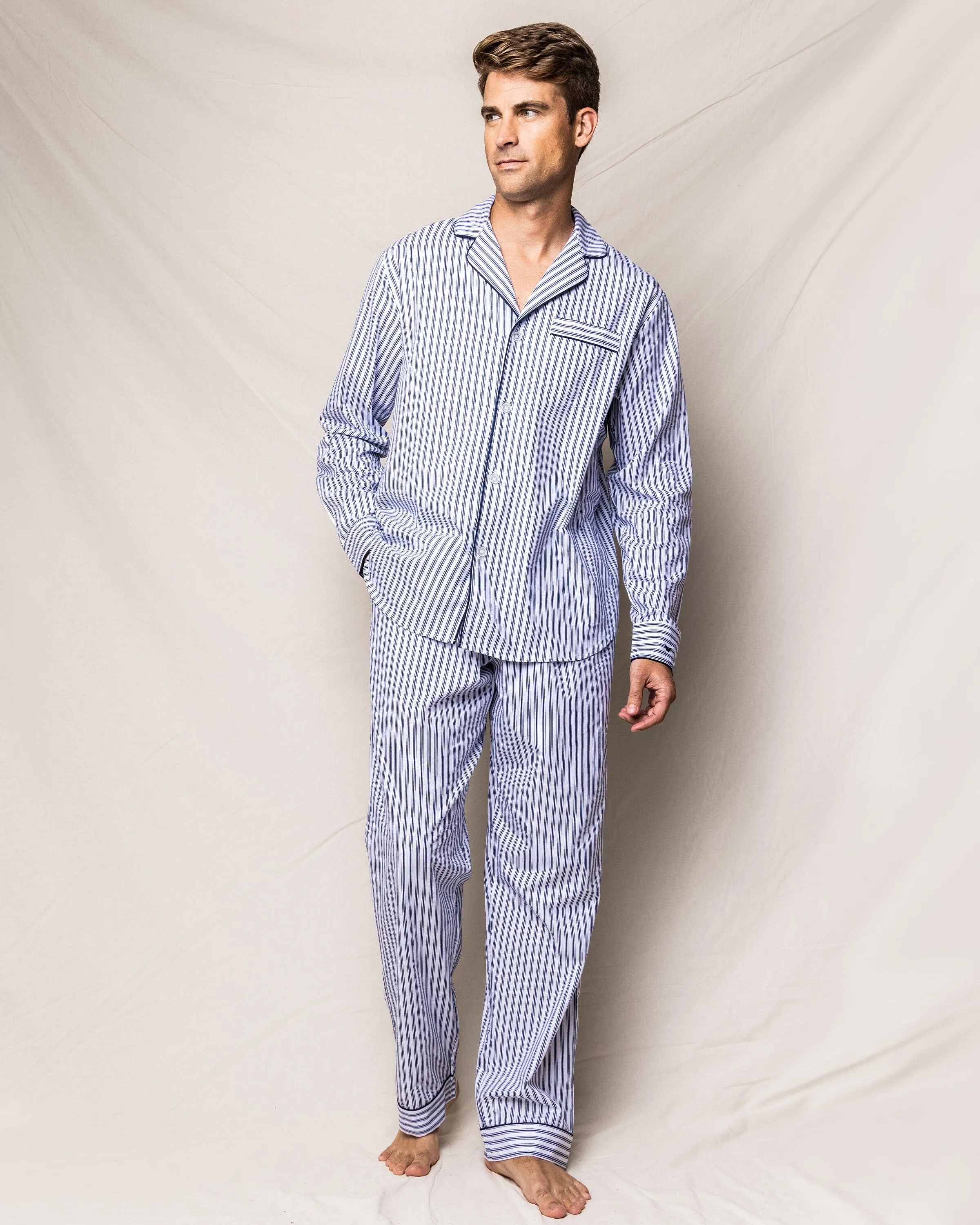 Men's Twill Pajama Set | Navy French Ticking