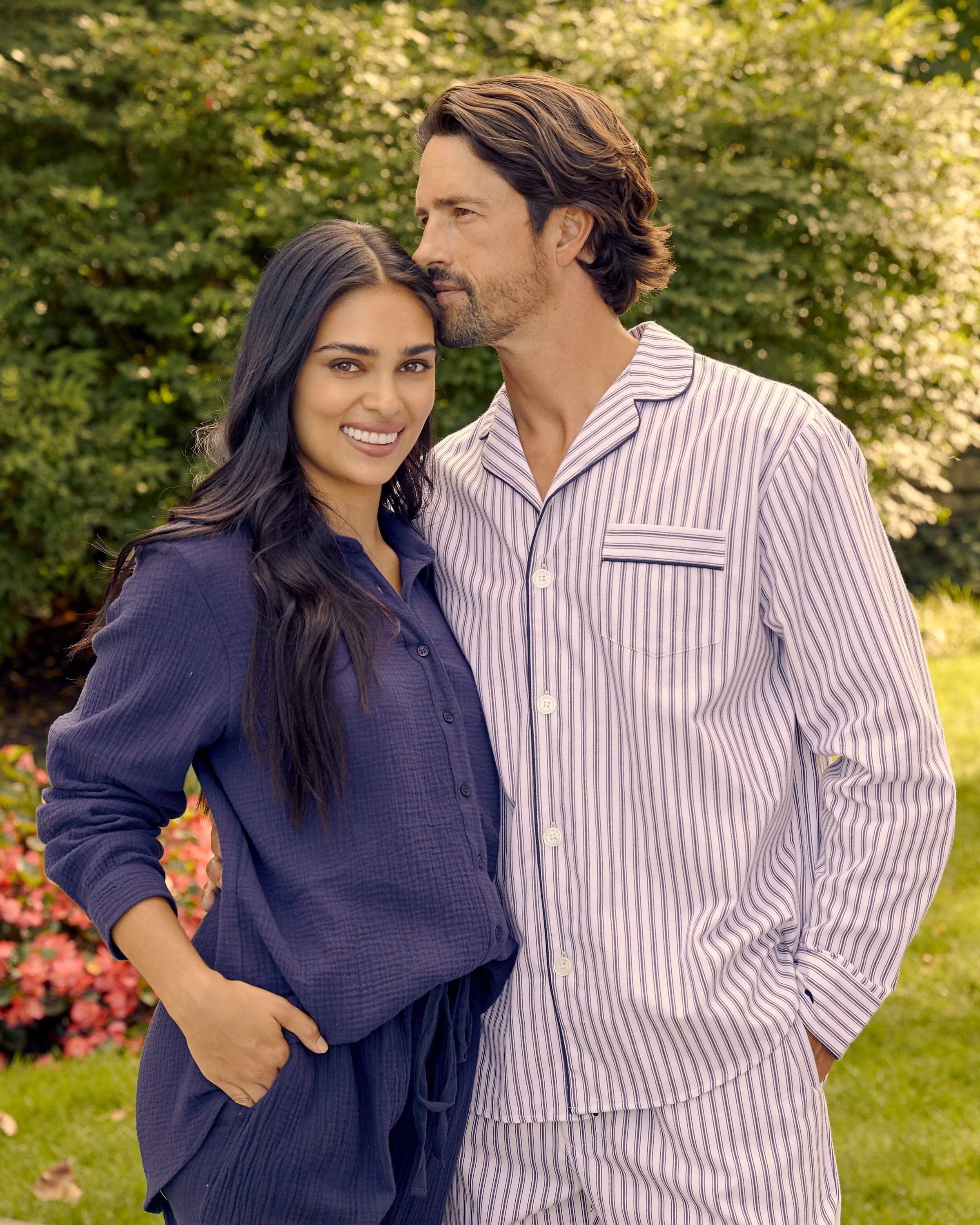 Men's Twill Pajama Set | Navy French Ticking