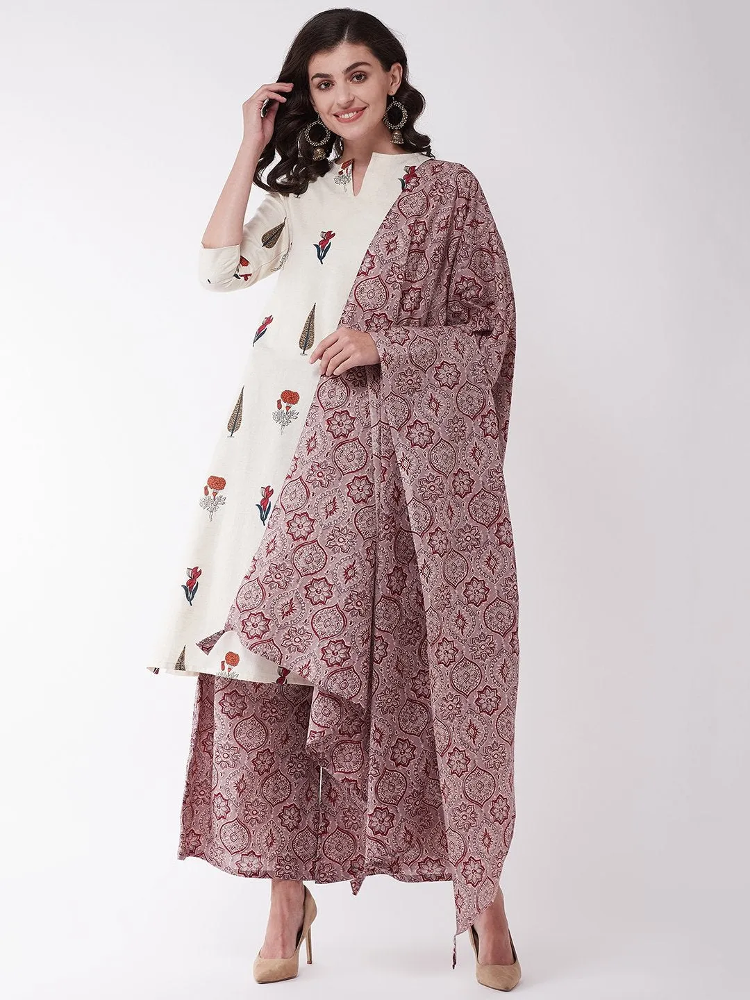 Muria Groovy And Grey Maroon Kurta Set