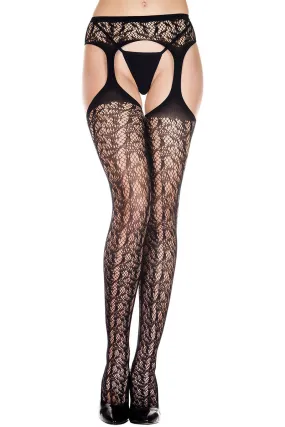 Music Legs Lace Suspender Pantyhose