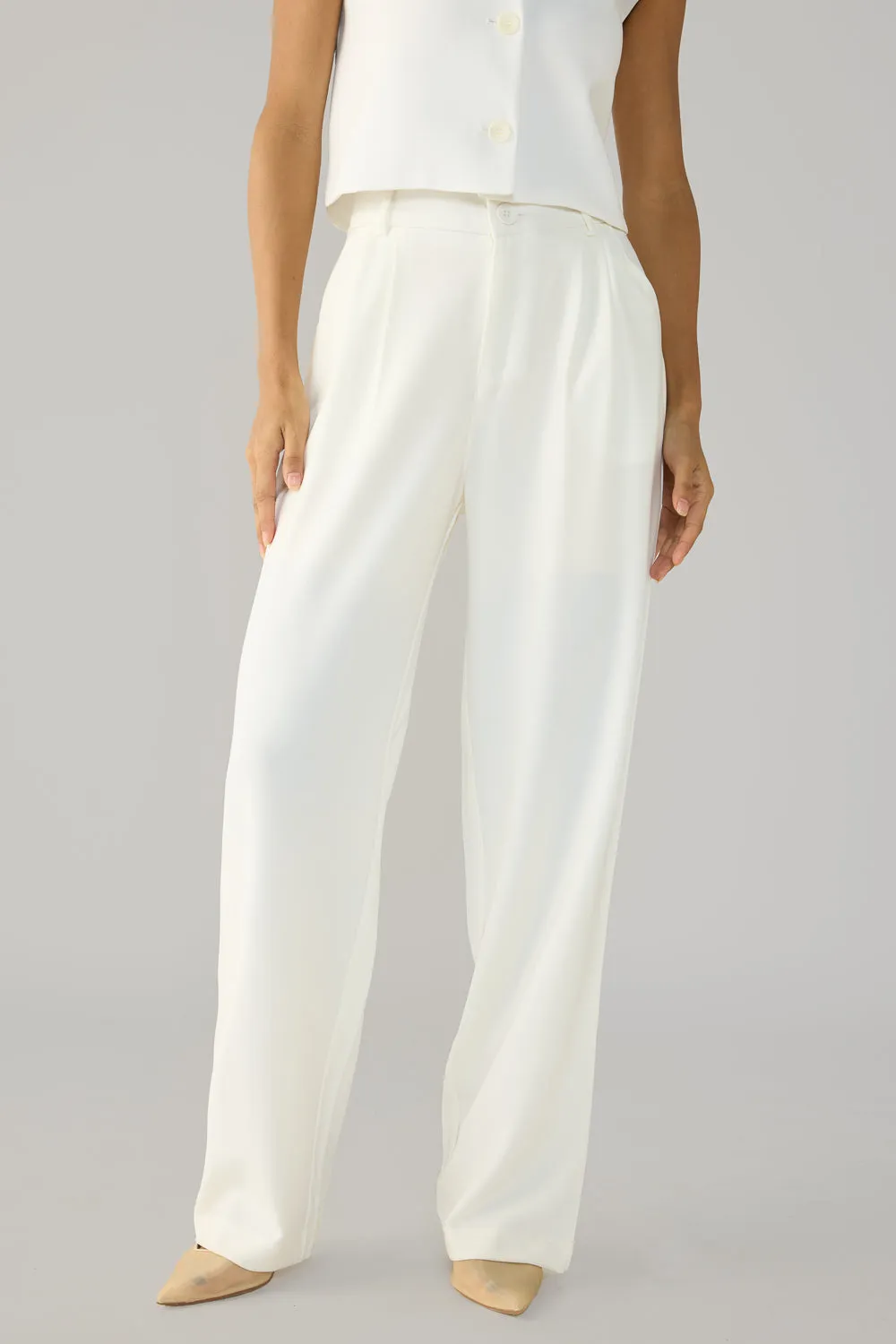 Off White Double Pleated Korean Pants