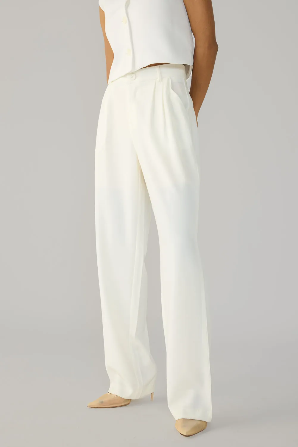 Off White Double Pleated Korean Pants