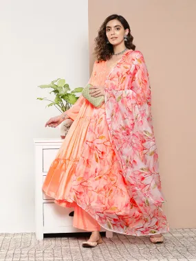 Peach Tiered Anarkali Kurta Set