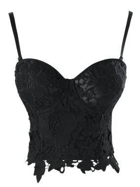 Punk Goth Floral Lace Bustier Corset Party Bralet Crop Top