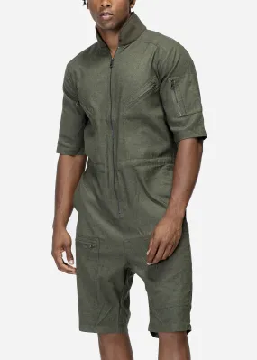 Unisex Short Sleeve Overall In Olive