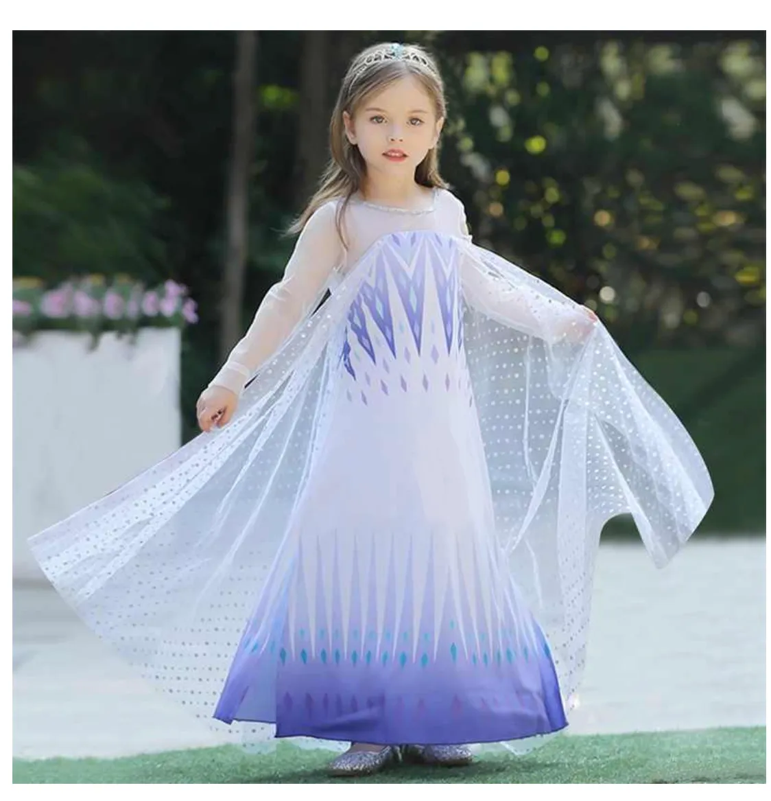 White-Purple Party Costume Princess Dress With Cape