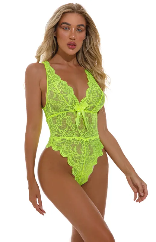 Women's Sexy Green Lace Babydoll